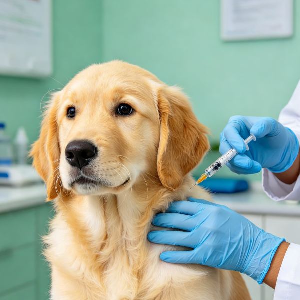 Anjing sedang divaksin